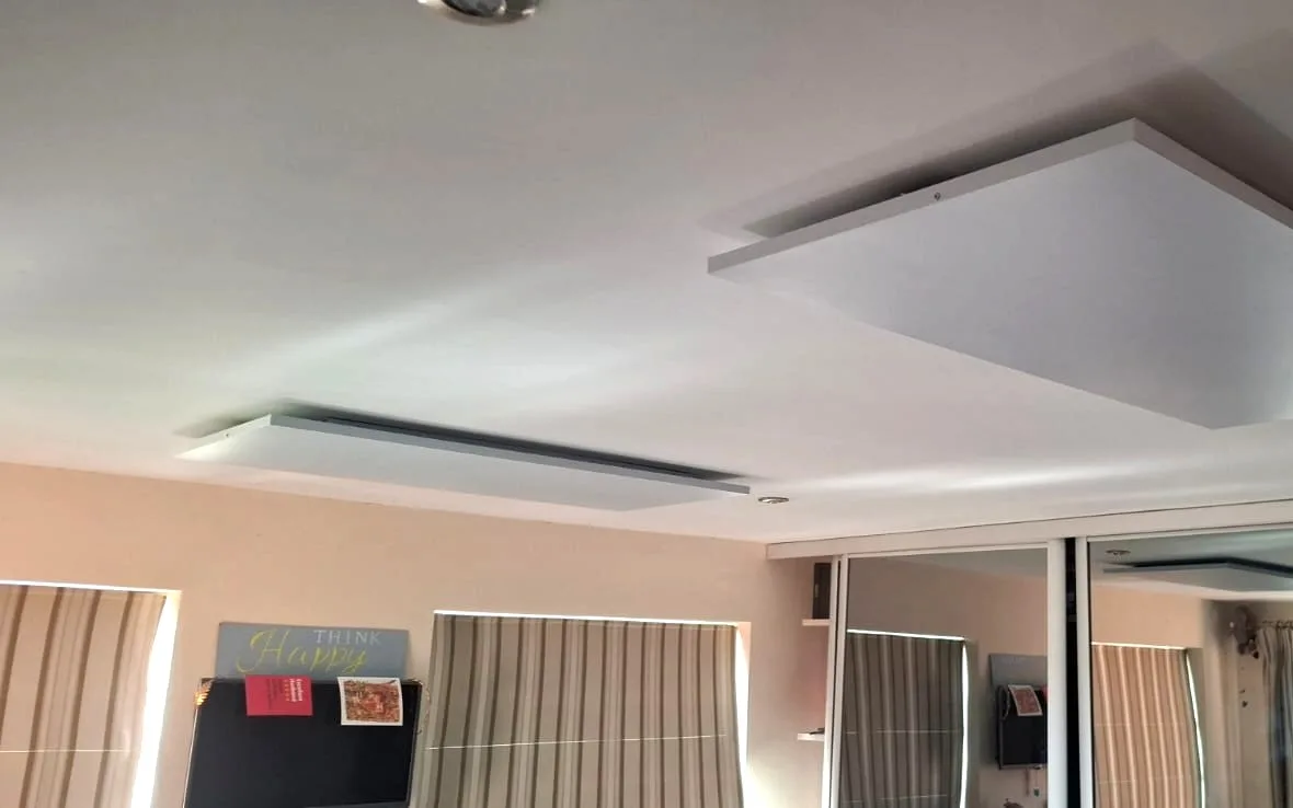 PowerBoard 750 watt surface panels on a bedroom ceiling in the same Newport Pagnell home.